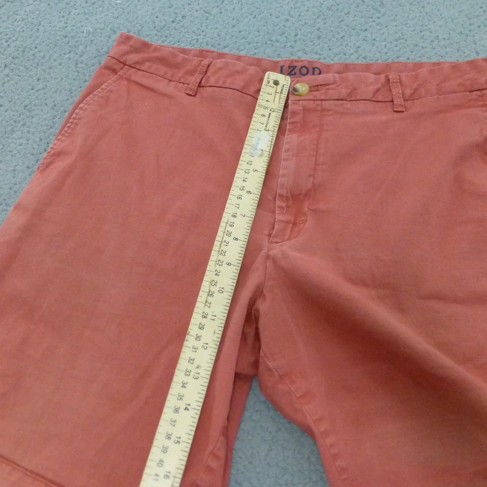 IZOD Shorts Mens 36 Coral Pink Stretch Cotton Flat Front Chino 9